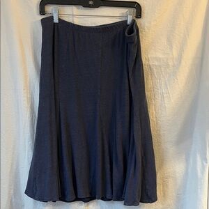 Garnet Hill Navy Blue Organic Linen Skirt Size Large